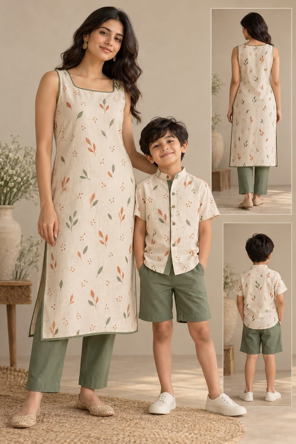 Autumn Leaf Kurta Mother & Son Set